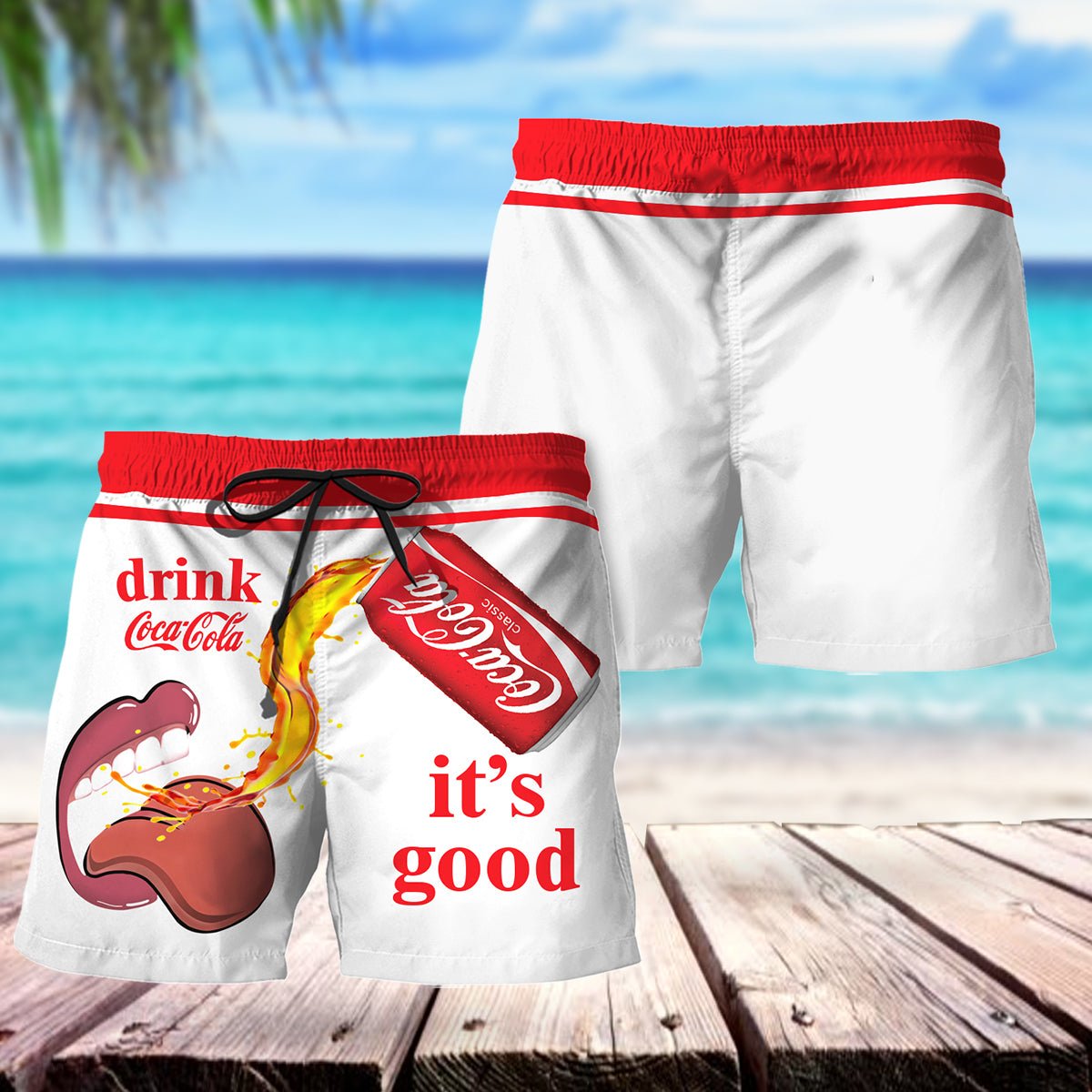 Drink Cocacola It's Good Swim Trunks - VinoVogue.com