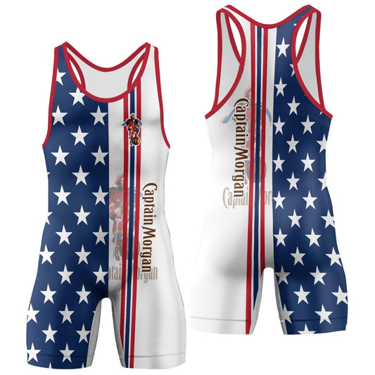 Captain Morgan Fourth Of July Wrestling Singlet - VinoVogue.com