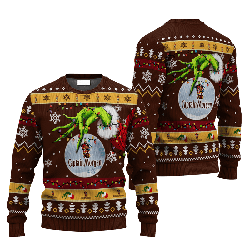 Captain Morgan Grinch Hand Stock Ugly Sweater - VinoVogue.com