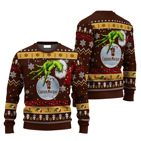 Captain Morgan Grinch Hand Stock Ugly Sweater - VinoVogue.com