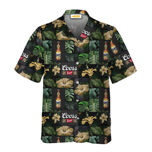 Coors Banquet Tropical Hibiscus Flower Hawaiian Shirt - VinoVogue.com