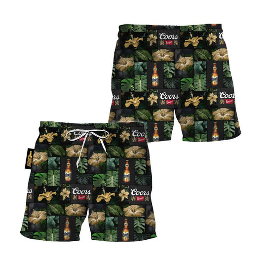 Coors Banquet Tropical Hibiscus Flower Swim Trunks - VinoVogue.com