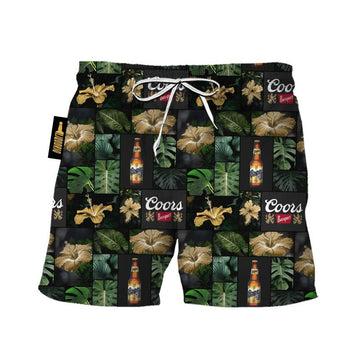 Coors Banquet Tropical Hibiscus Flower Swim Trunks - VinoVogue.com