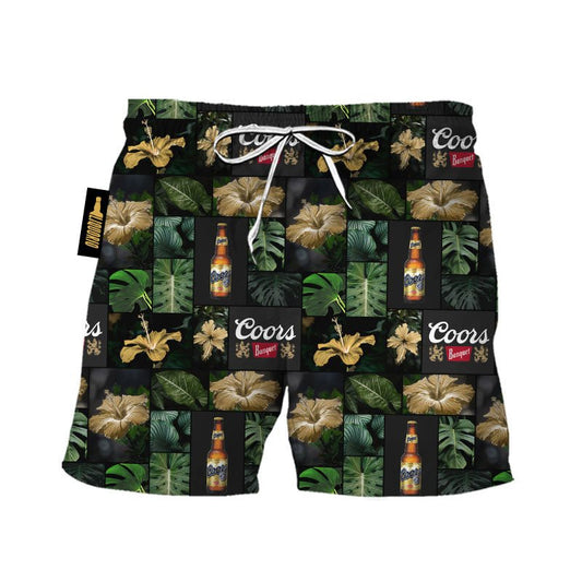 Coors Banquet Hibiscus Flower Swim Trunks - VinoVogue.com