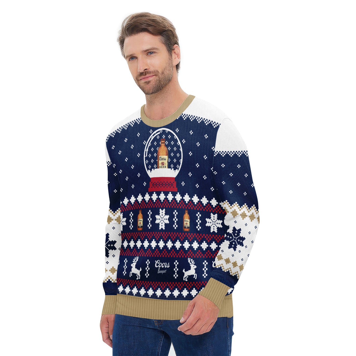 Coors Banquet Christmas Crystal Ball Ugly Sweater