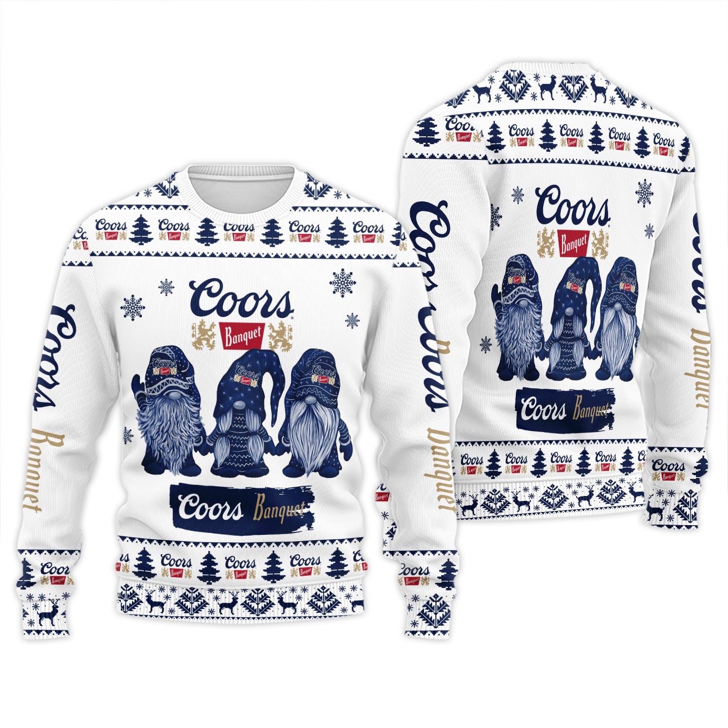 Coors Banquet Christmas Gnomies Ugly Sweater