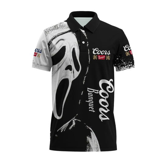 Coors Banquet Ghostface Scream Polo Shirt - VinoVogue.com