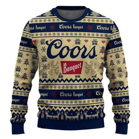 Coors Banquet Snowing Christmas Ugly Sweater - VinoVogue.com