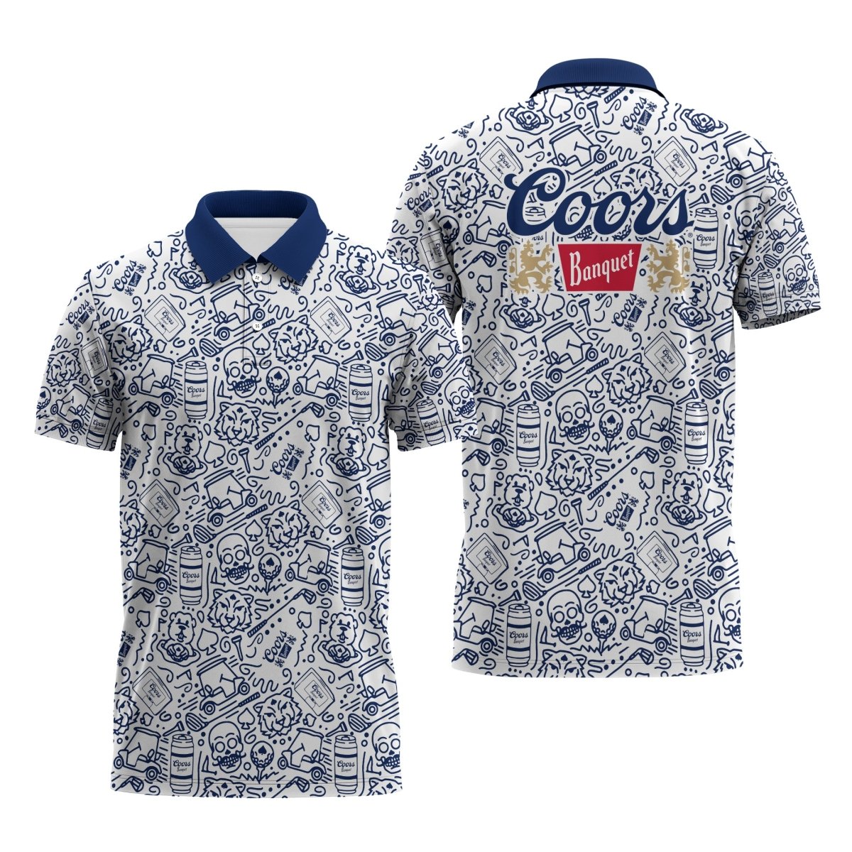 Coors Banquet Summer Doodle Art Polo Shirt - VinoVogue.com
