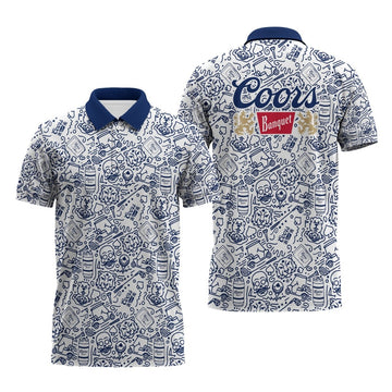 Coors Banquet Summer Doodle Art Polo Shirt - VinoVogue.com