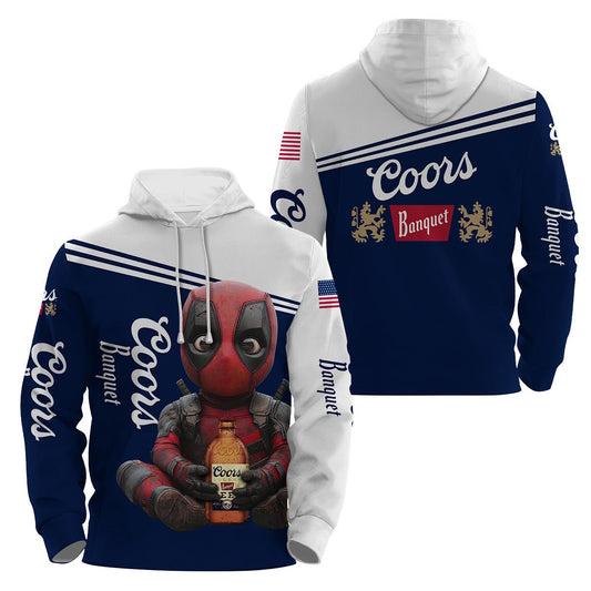 Coors Banquet Time with Deadpool Hoodie & Zip Hoodie - VinoVogue.com