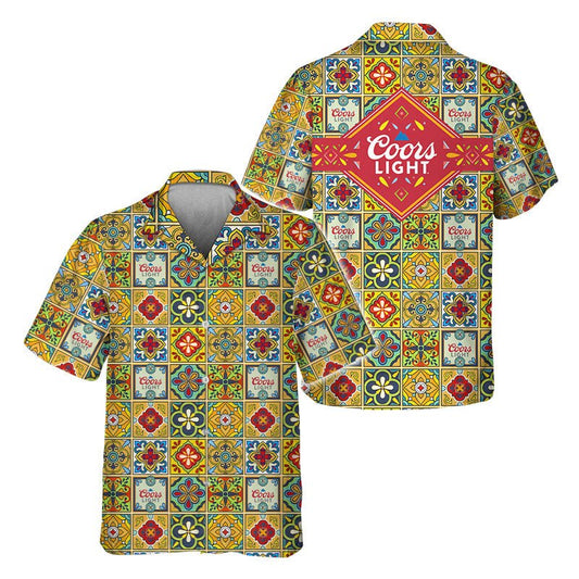Coors Light Azulejo Inspired Hawaiian Shirt - VinoVogue.com