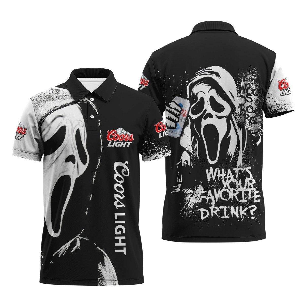 Coors Light Ghostface Scream Polo Shirt - VinoVogue.com