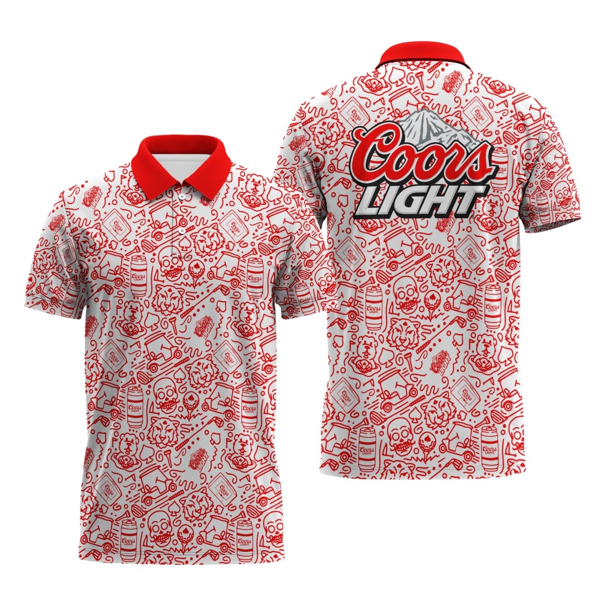 Coors Light Summer Doodle Art Polo Shirt - VinoVogue.com