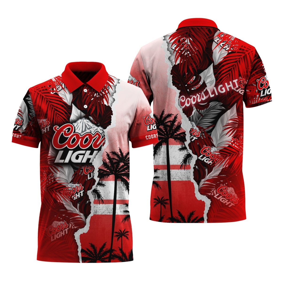 Coors Light Tropical Torn Paper Polo Shirt - VinoVogue.com