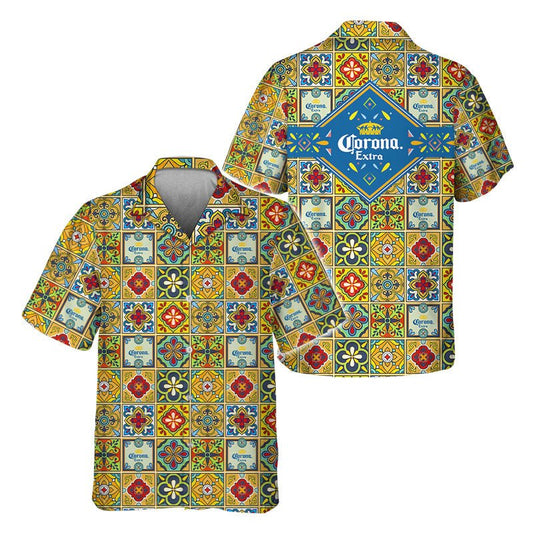 Corona Extra Azulejo Inspired Hawaiian Shirt - VinoVogue.com