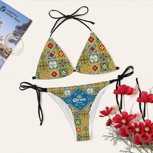Corona Extra Azulejo Inspired Triangle Beach Bikini - VinoVogue.com