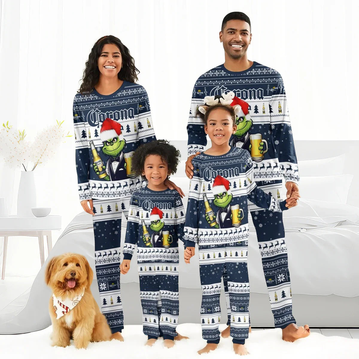 Corona Extra Grinch Christmas Family Pajamas Set