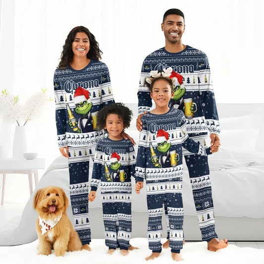 Corona Extra Grinch Christmas Family Pajamas Set