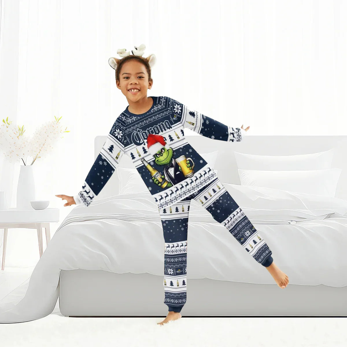 Corona Extra Grinch Christmas Family Pajamas Set