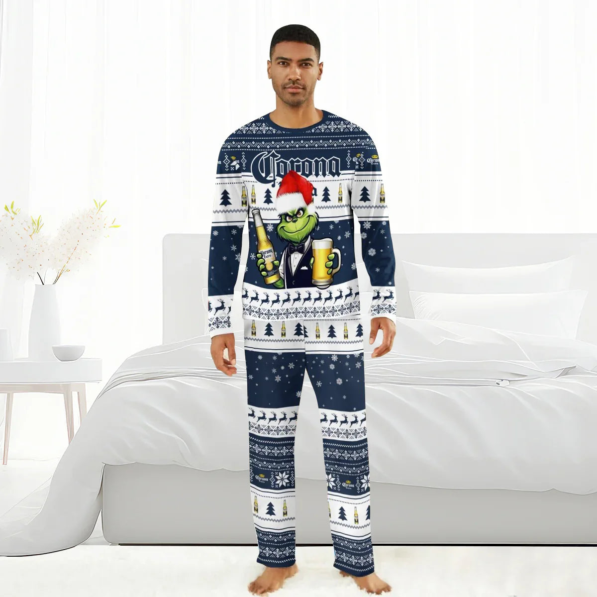 Corona Extra Grinch Christmas Family Pajamas Set