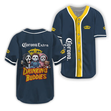 Corona Extra Halloween Drinking Buddies Baseball Jersey - VinoVogue.com