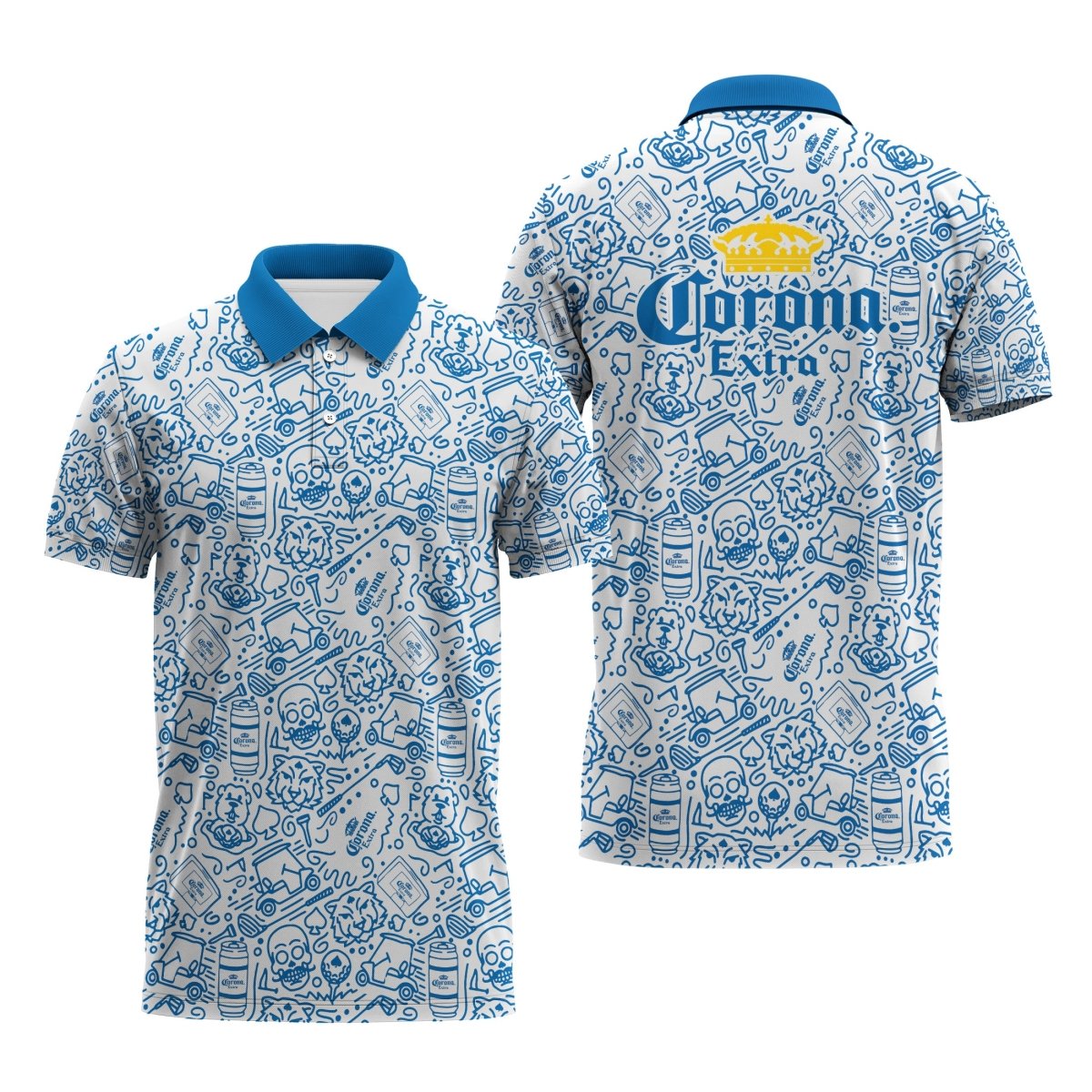 Corona Extra Summer Doodle Art Polo Shirt - VinoVogue.com
