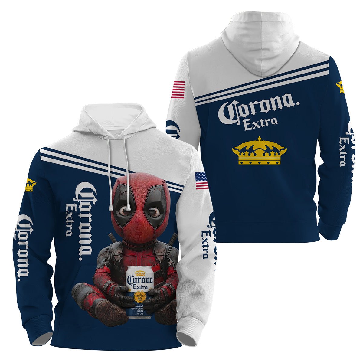 Corona Extra Time with Deadpool Hoodie & Zip Hoodie - VinoVogue.com