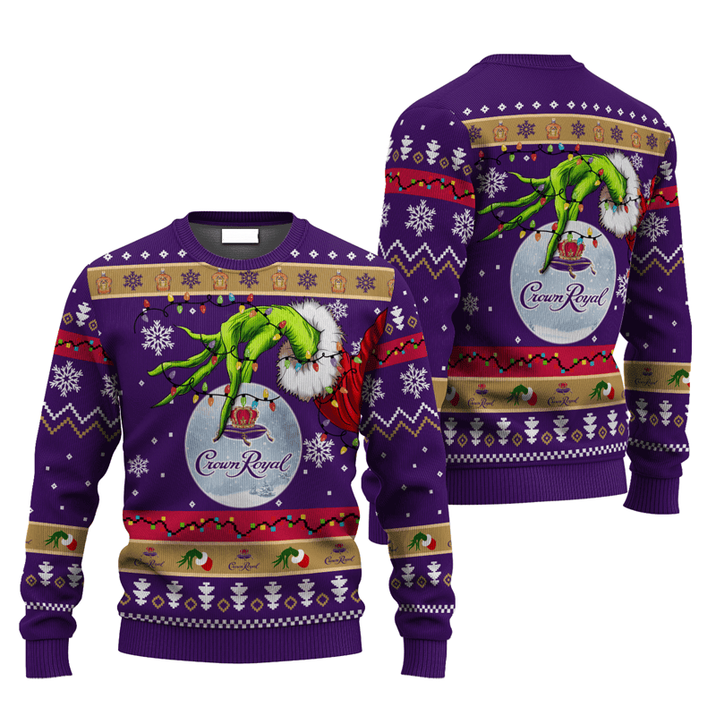 Crown Royal Grinch Hand Stock Ugly Sweater - VinoVogue.com