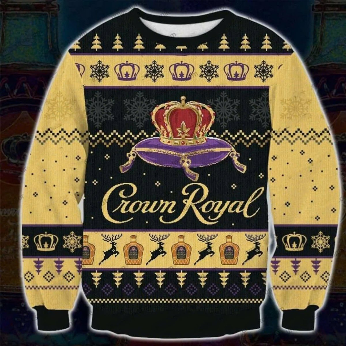 Crown Royal Reindeer Ugly Christmas Sweater - VinoVogue.com