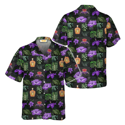 Crown Royal Tropical Hibiscus Flower Hawaiian Shirt - VinoVogue.com