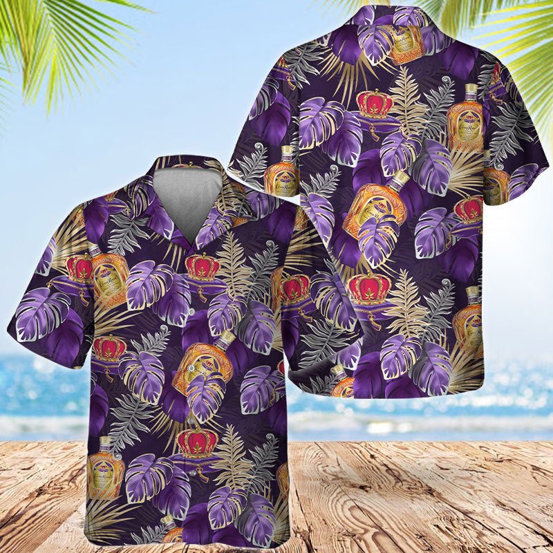 Crown Royal Palm Leaves Print Hawaiian Shirt - VinoVogue.com