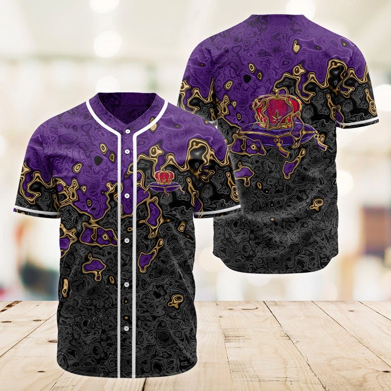 Holographic Colorful Crown Royal Baseball Jersey - VinoVogue.com