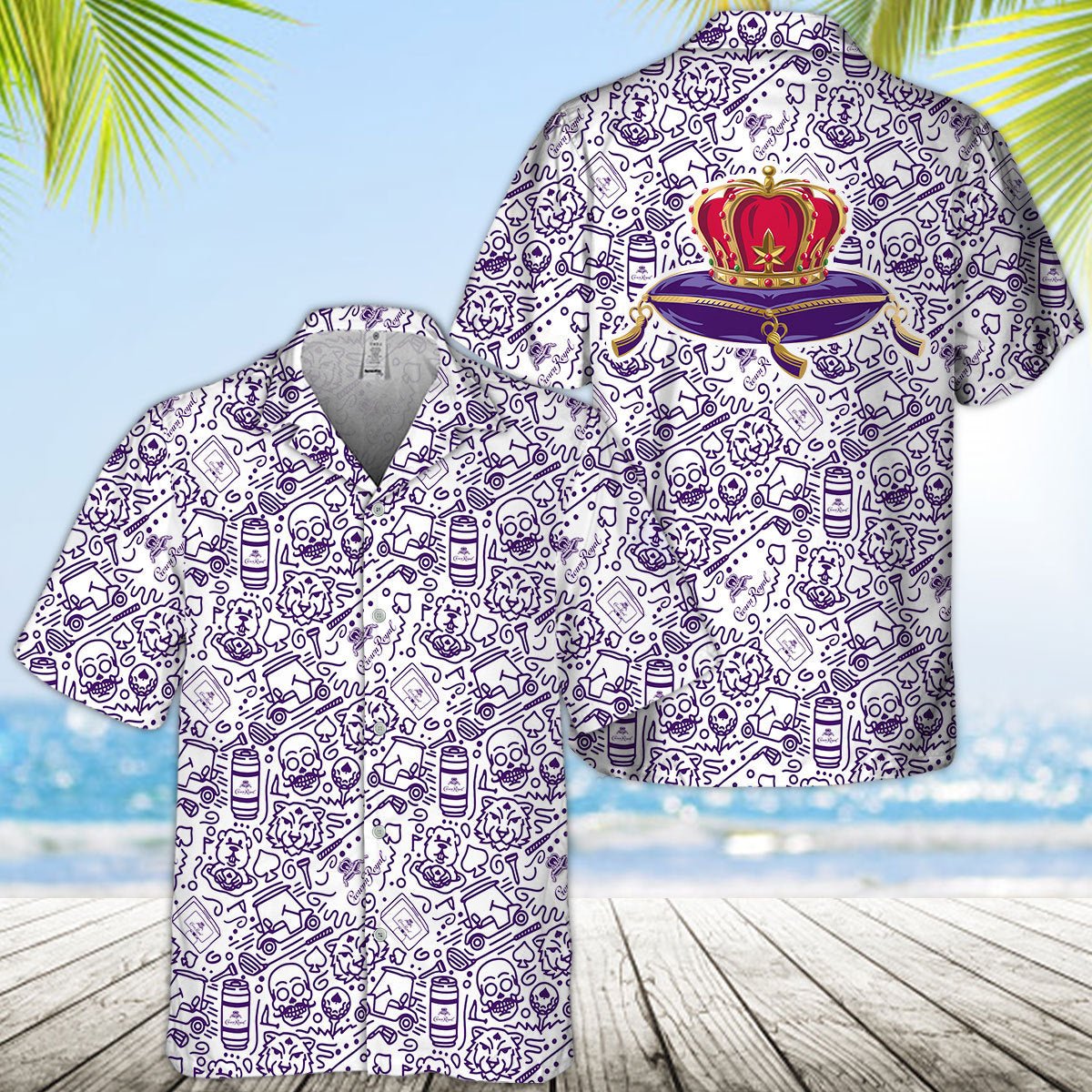 Crown Royal Summer Doodle Art Hawaiian Shirt - VinoVogue.com