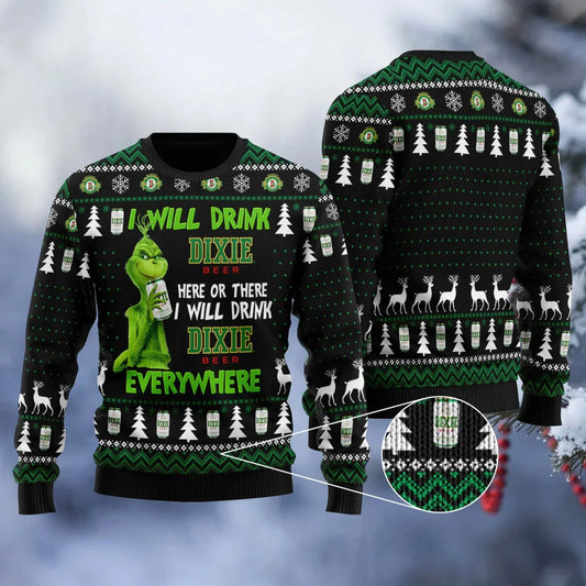 Dixie Grinch Will Drink Everywhere Ugly Sweater - VinoVogue.com