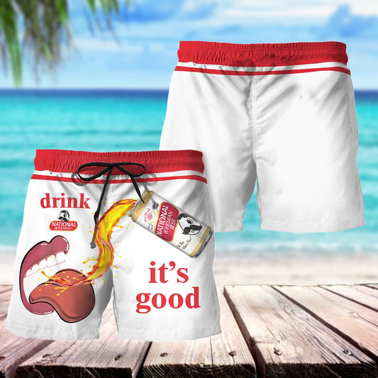 Drink National Bohemian It's Good Swim Trunks - VinoVogue.com