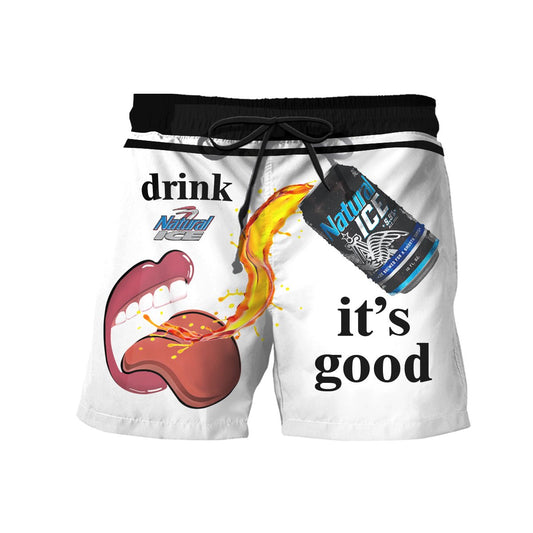 Drink Natural Ice It's Good Swim Trunks - VinoVogue.com