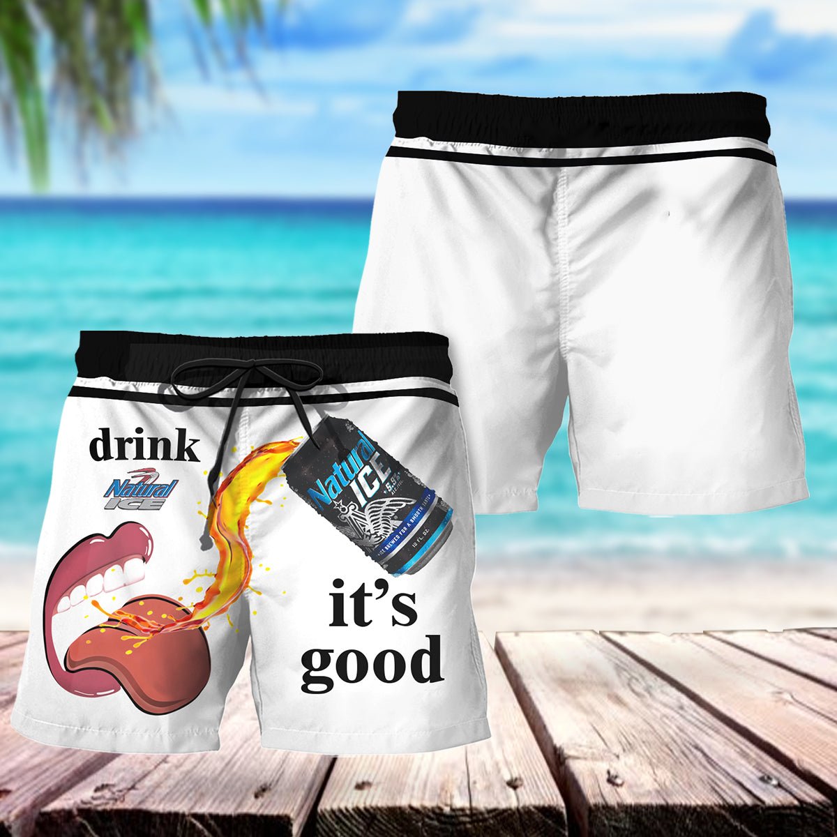 Drink Natural Ice It's Good Swim Trunks - VinoVogue.com