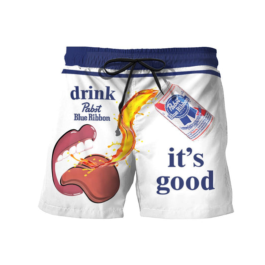 Drink Pabst Blue Ribbon It's Good Swim Trunks - VinoVogue.com