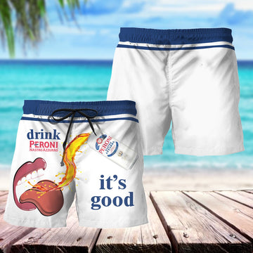 Drink Peroni Nastro Azzurro It's Good Swim Trunks - VinoVogue.com