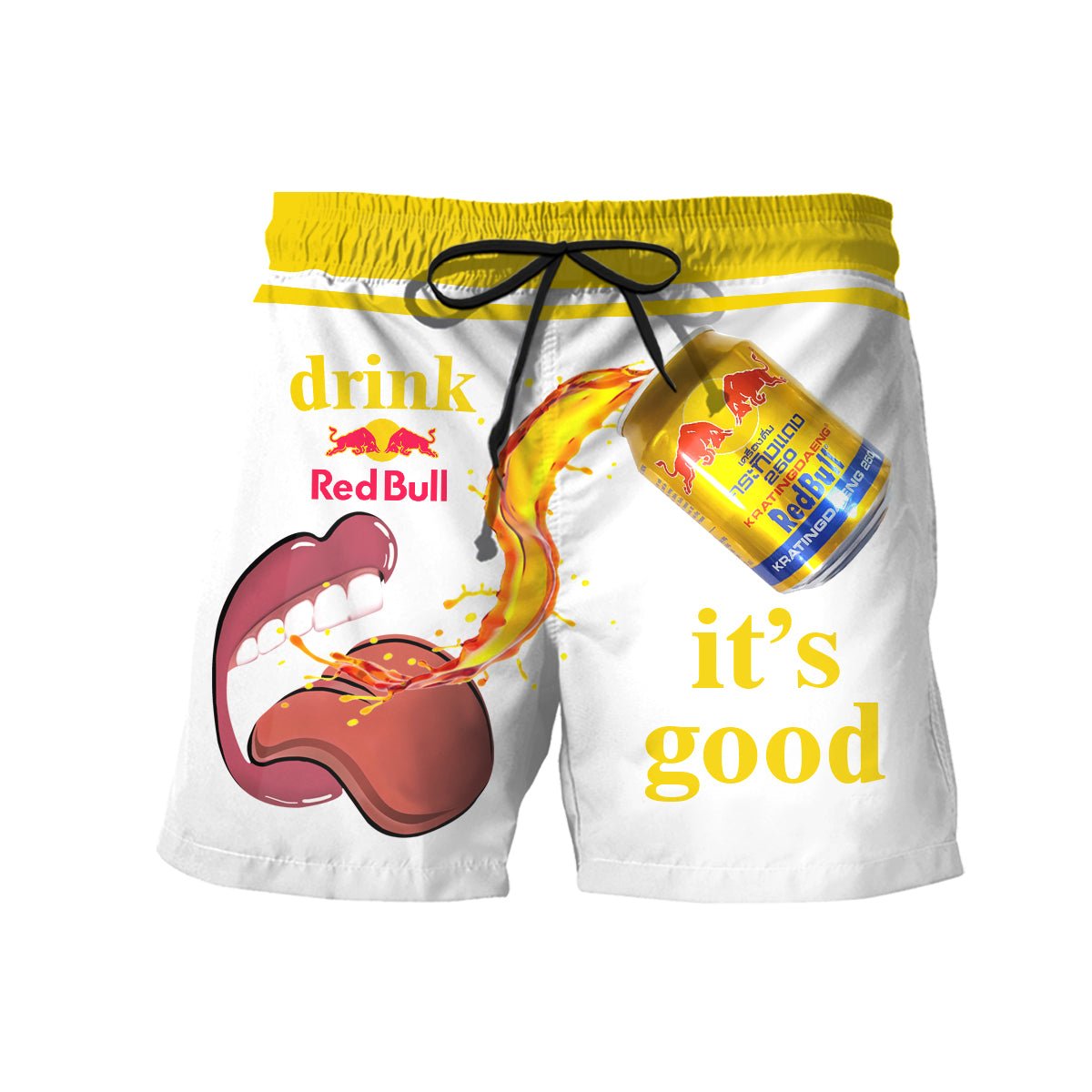 Drink Red Bull It's Good Swim Trunks - VinoVogue.com