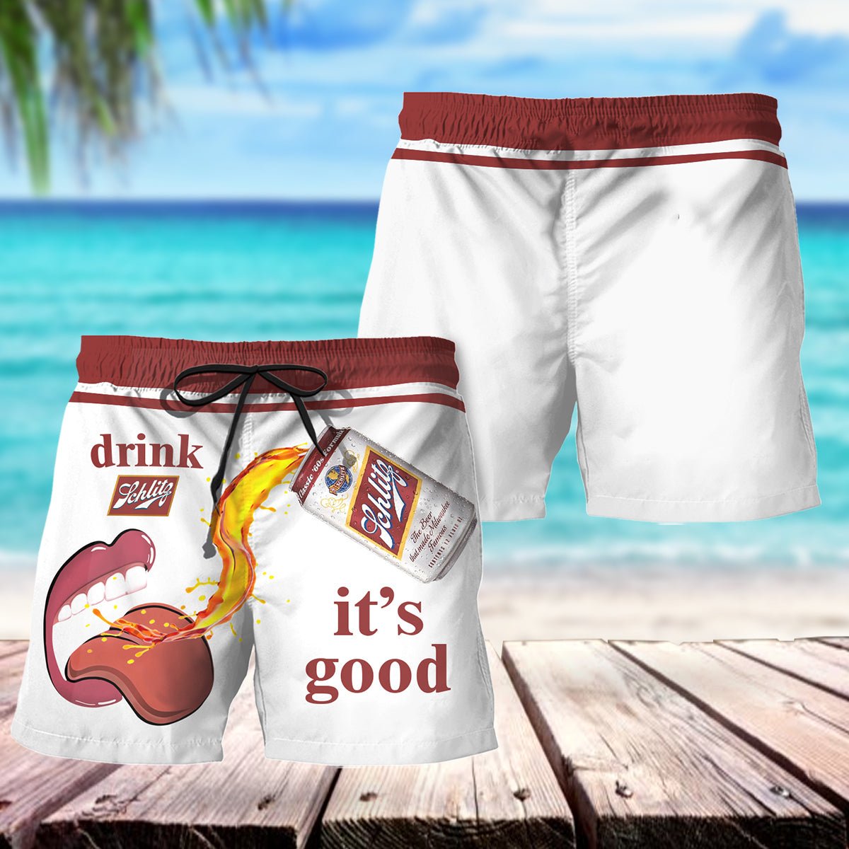 Drink Schlitz Beer It's Good Swim Trunks - VinoVogue.com