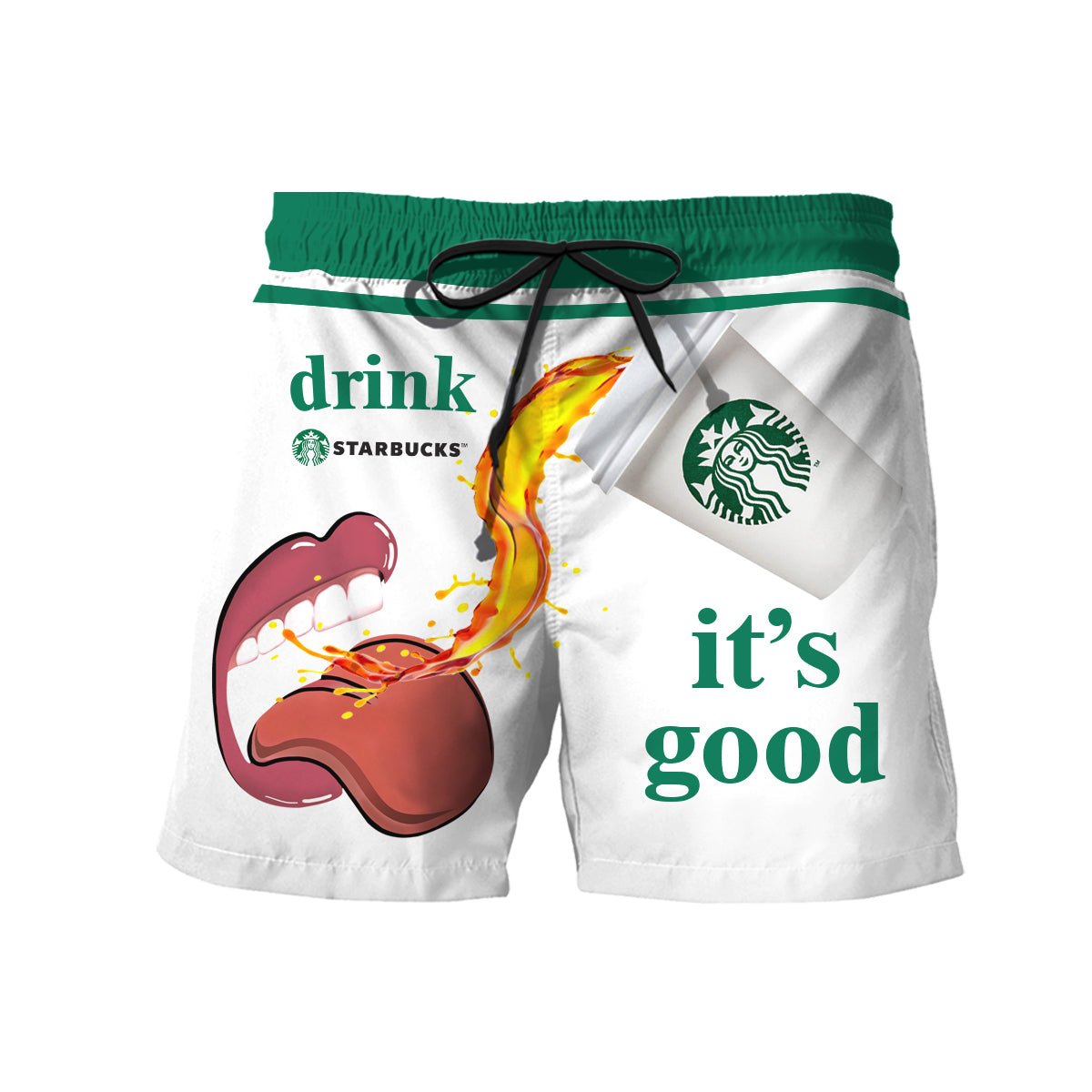 Drink Starbucks It's Good Swim Trunks - VinoVogue.com