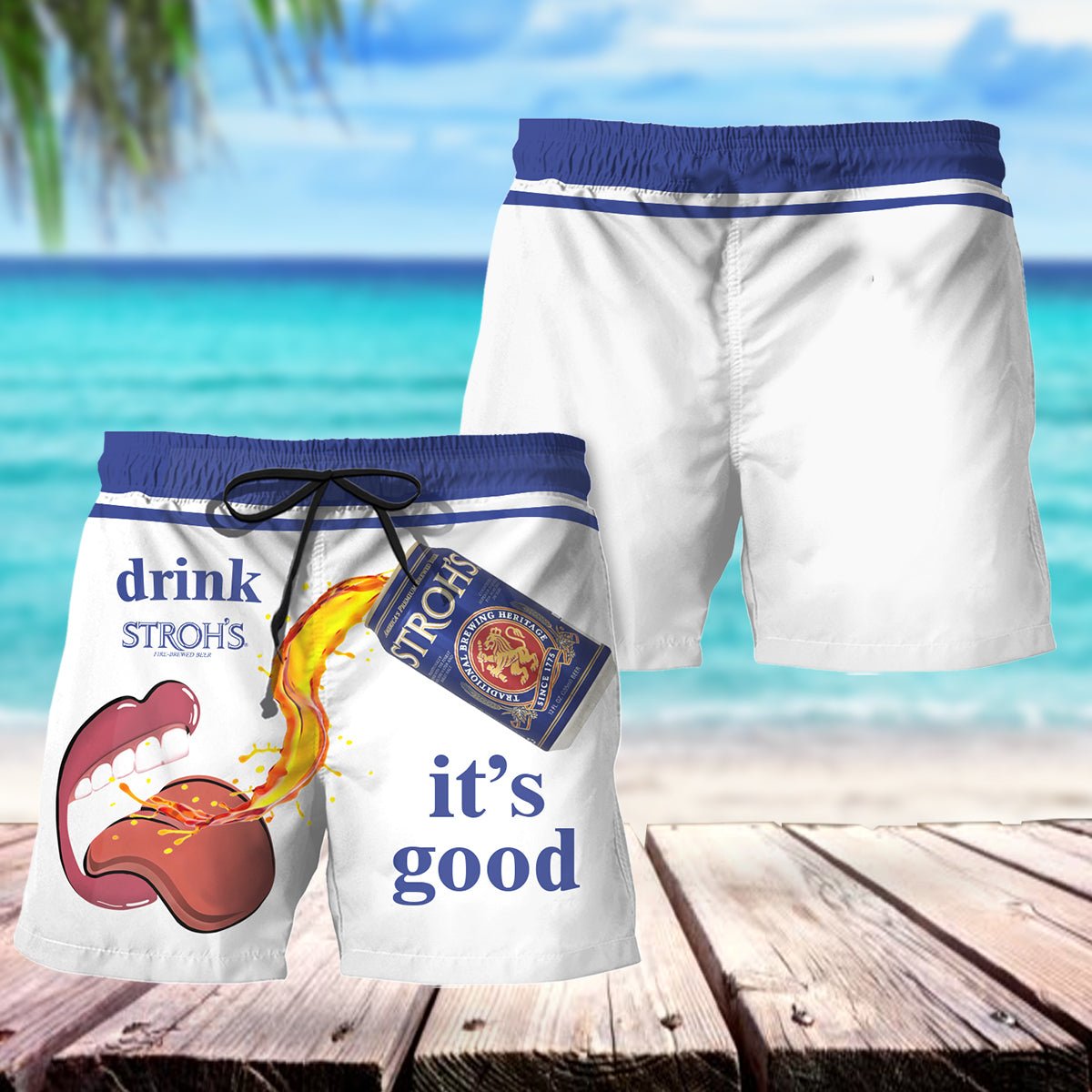 Drink Stroh's Beer It's Good Swim Trunks - VinoVogue.com