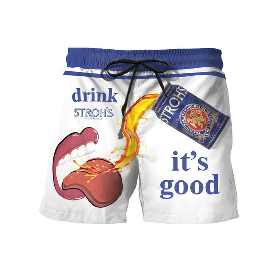 Drink Stroh's Beer It's Good Swim Trunks - VinoVogue.com