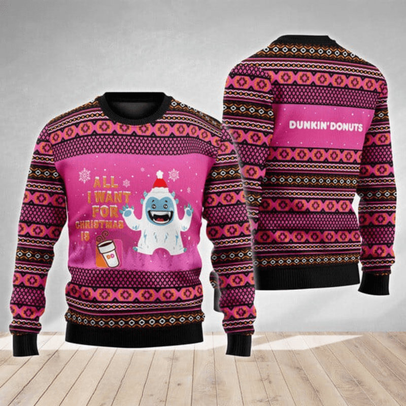 Dunkin Donuts Yeti Ugly Sweater - VinoVogue.com