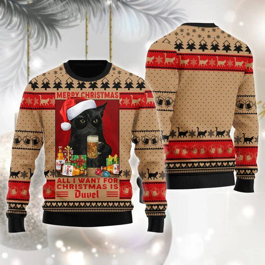 Duvel Is All I Want For Christmas Ugly Sweater - VinoVogue.com