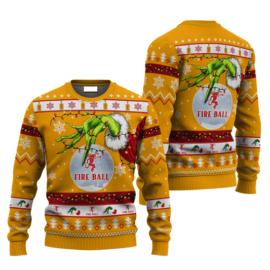 Fireball Grinch Hand Stock Ugly Sweater - VinoVogue.com