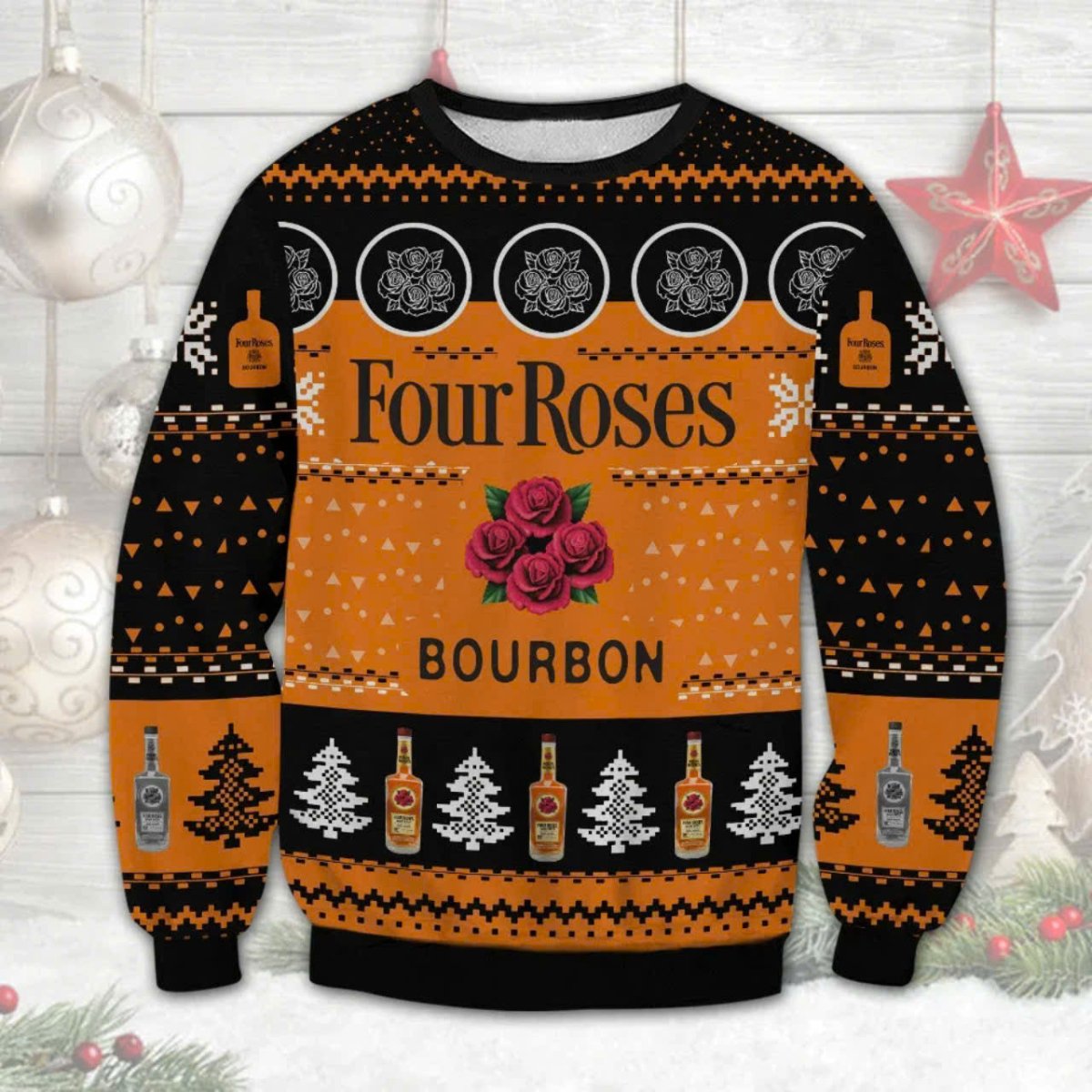 Four Roses Bourbon Christmas Ugly Sweater - VinoVogue.com