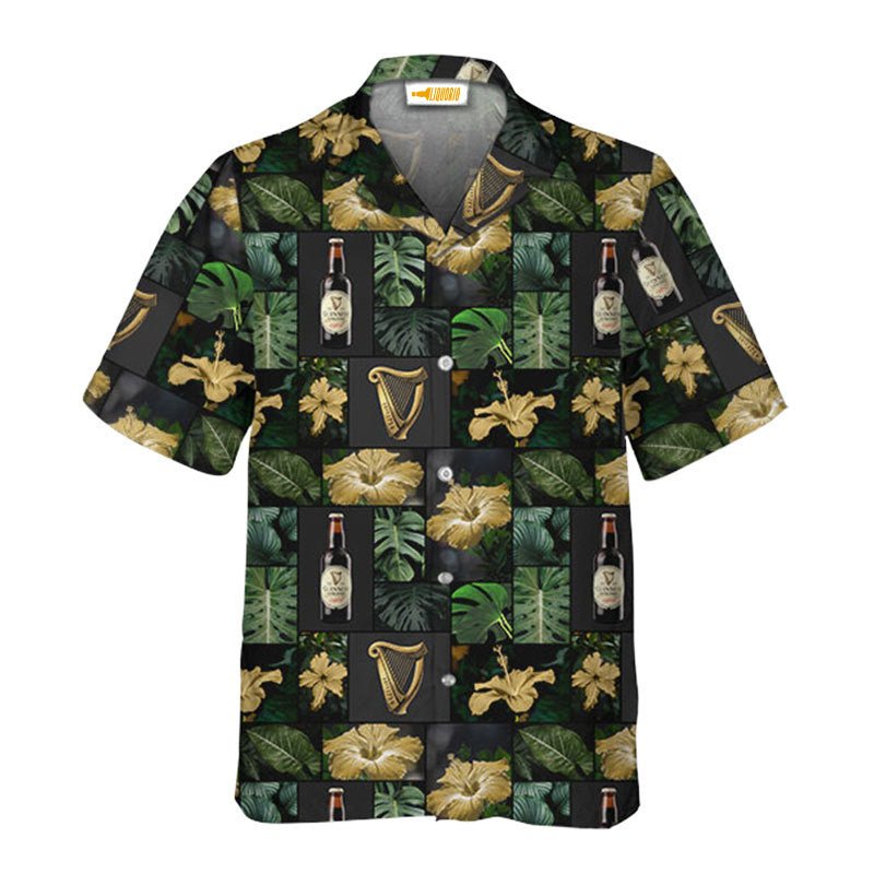 Guinness Tropical Hibiscus Flower Hawaiian Shirt - VinoVogue.com